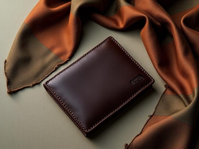 세련된 가죽 지갑과 스카프