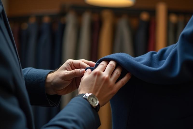 마스터 테일러가 고객의 치수를 재는 모습